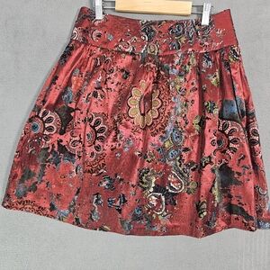 JLee Silver Bubble Skirt Ruby Colorful Velvet Texture Paisley Medium Party Dance